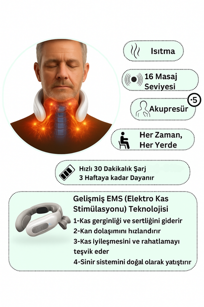 Relvico™ Boyun Masaj Cihazı - Boyun Ağrısı Giderici ve İleri Baş Postürü Düzeltici Cihaz
